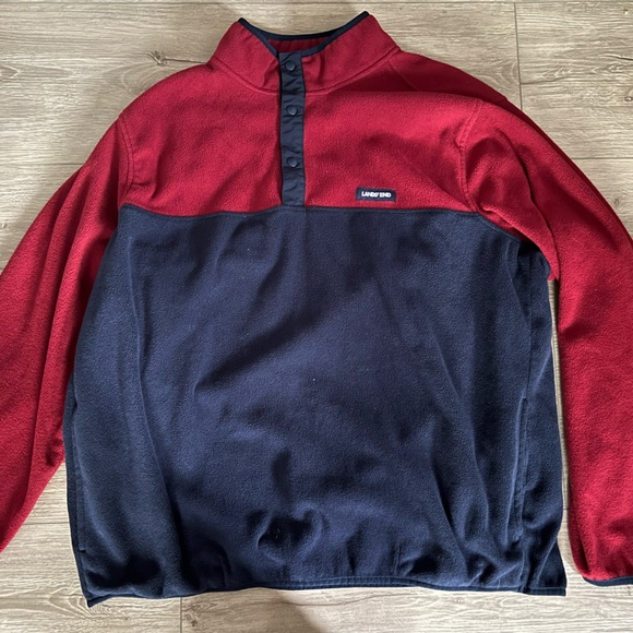 Land’s End Red & Blue Fleece Half Button Up Pullover - Picture 1 of 6